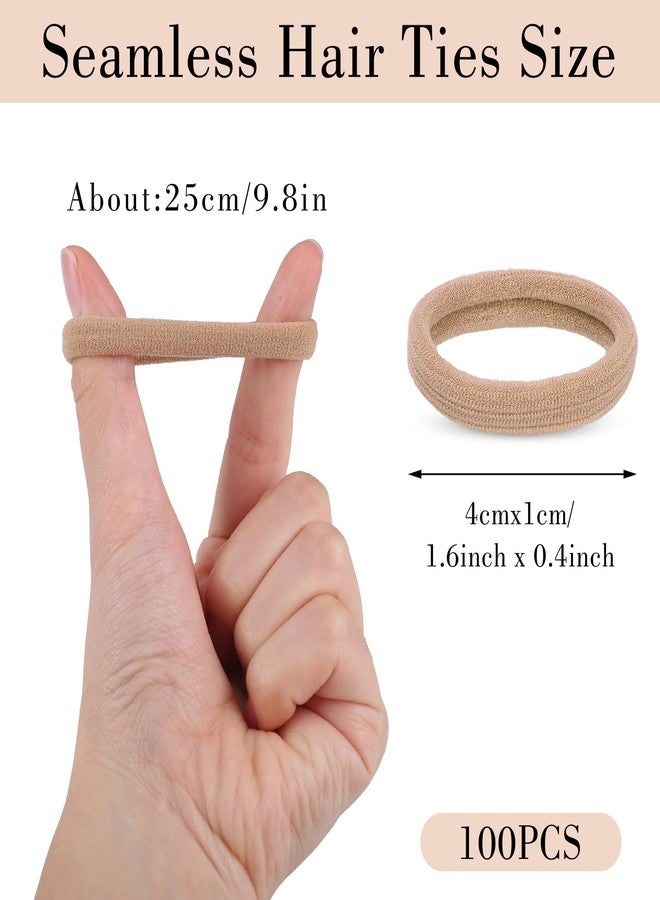 obeoby 100PCS Hair Ties for Thick Hair, Neutral Seamless Nylon Elastic Ponytail Holders Stretchy Hair Bands for Women Girls - Image 2